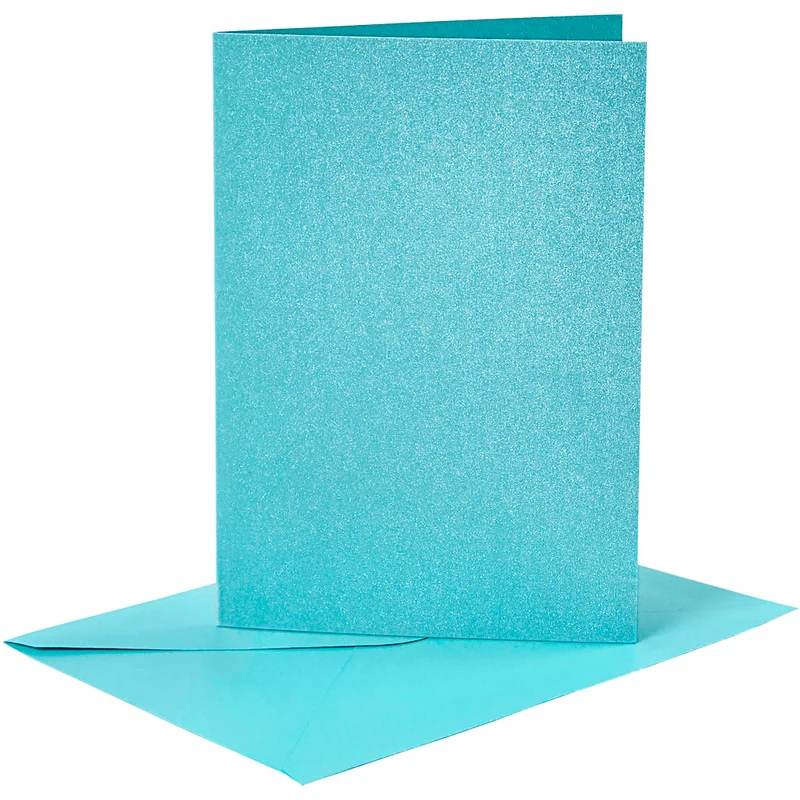 Briefkarte und Briefumschlag, Kartengröße 10,5x15 cm, Umschlaggröße 11,5x16,5 cm, Perlmutt, 120+210 g, Blau, 4 Set/ 1 Pck [HOB-23034]
