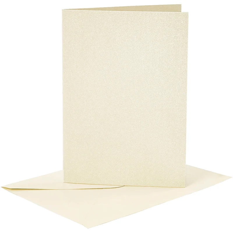Briefkarte und Briefumschlag, Kartengröße 10,5x15 cm, Umschlaggröße 11,5x16,5 cm, Perlmutt, 120+210 g, Naturweiß, 4 Set/ 1 Pck [HOB-23032]