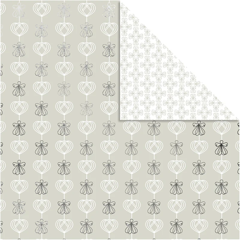 Design-Papier, Engel & Herzen, Blatt 30,5x30,5 cm, 180 g, Silber, 3 Bl./ 1 Pck [HOB-25345]