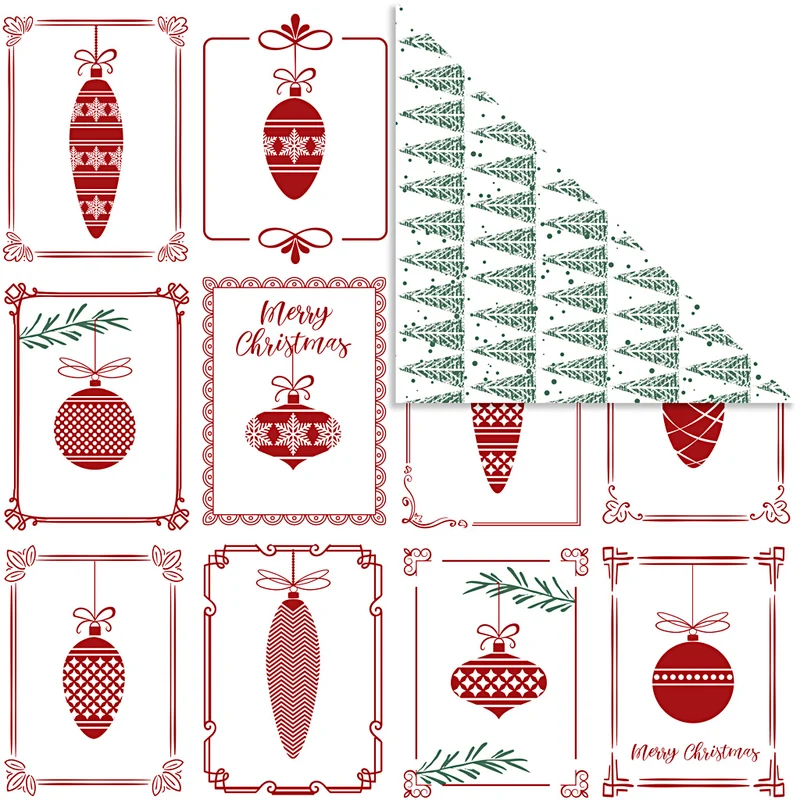 Design-Papier, Christbaumkugeln und Weihnachtsbäume, Blatt 30,5x30,5 cm, 180 g, 5 Bl./ 1 Pck [HOB-25342]