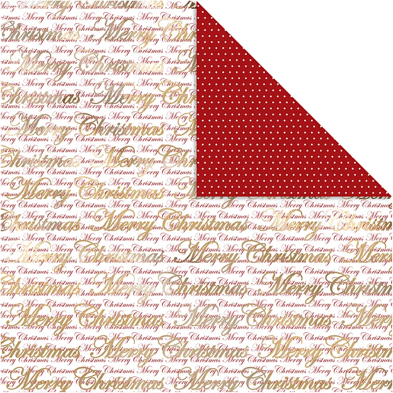 Design-Papier, Frohe Weihnachten & Punkte, Blatt 30,5x30,5 cm, 180 g, Gold, 3 Bl./ 1 Pck [HOB-25339]