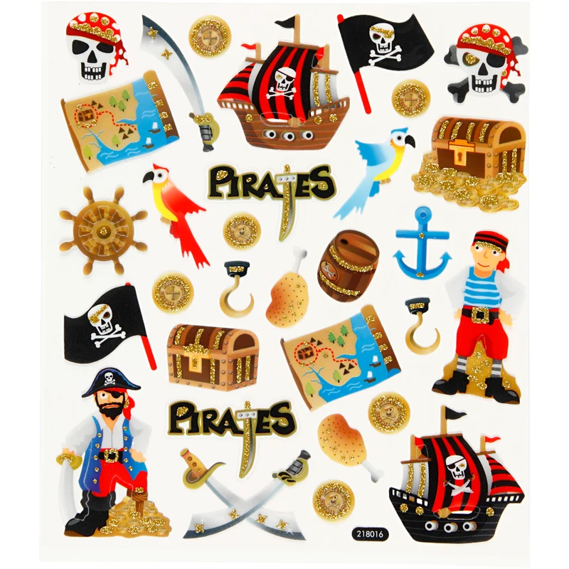 Sticker, Piraten, Blatt 15x16,5 cm, 1 Bl. [HOB-28911]