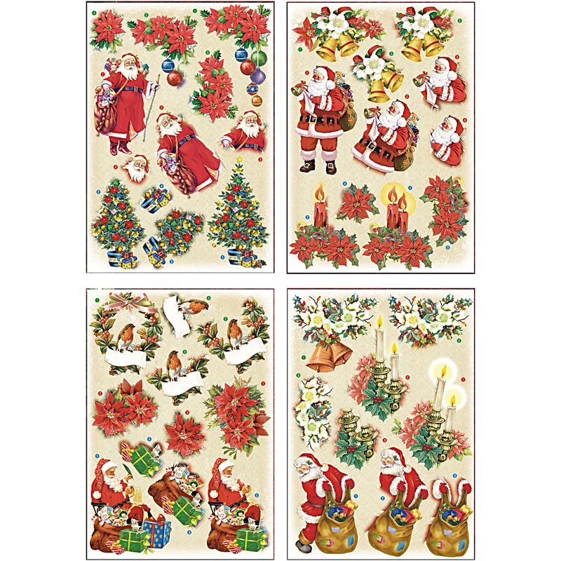 3D-Découpage-Motive, Nikolaus und Weihnachtssterne, Blatt 21x30 cm, 4 Bl./ 1 Pck [HOB-28665]