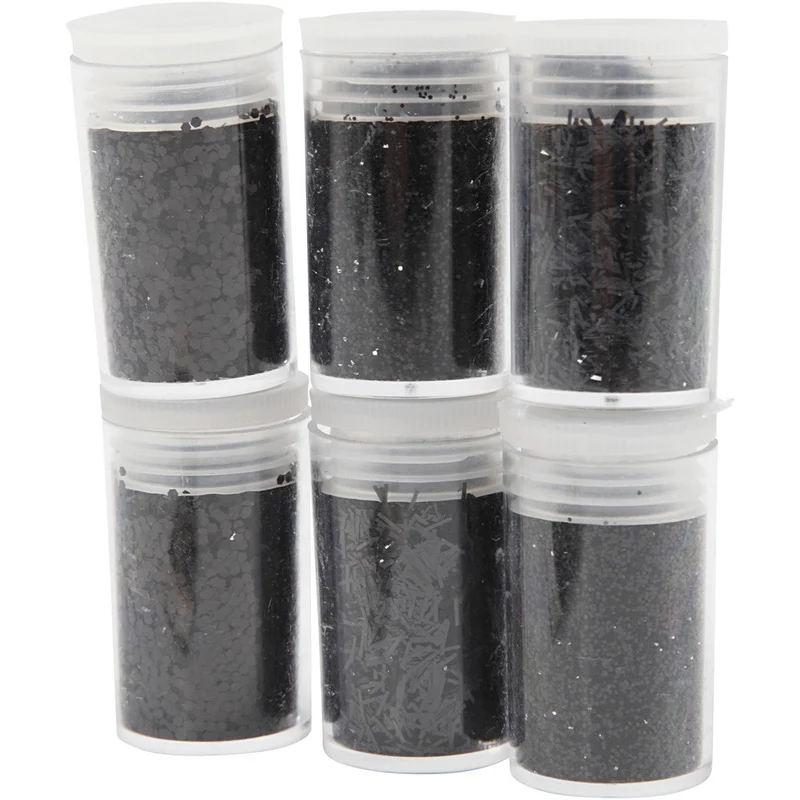 Glitter-/Pailletten-Sortiment, Schwarz, 6x5 g/ 1 Pck [HOB-28587]