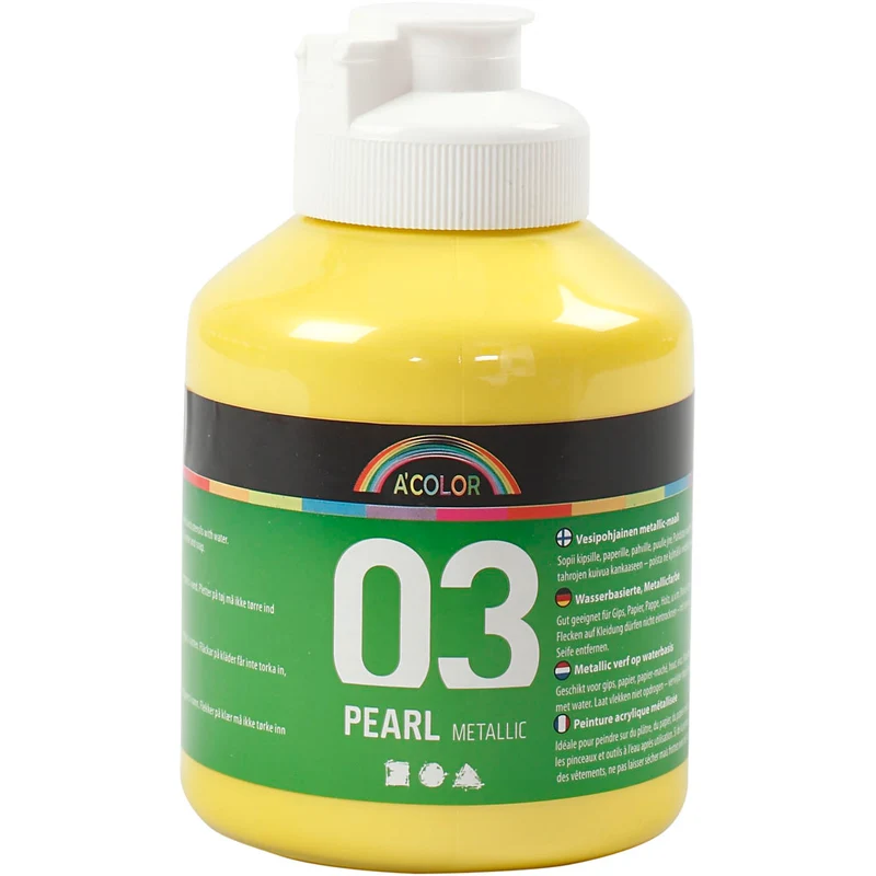 Acrylfarbe metallic, Metallic, Gelb, 500 ml/ 1 Fl. [HOB-32206]