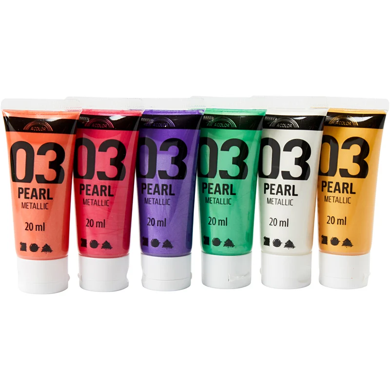 Acrylfarbe metallic, Metallic, Zusätzliche Farben, 6x20 ml/ 1 Pck [HOB-32205]