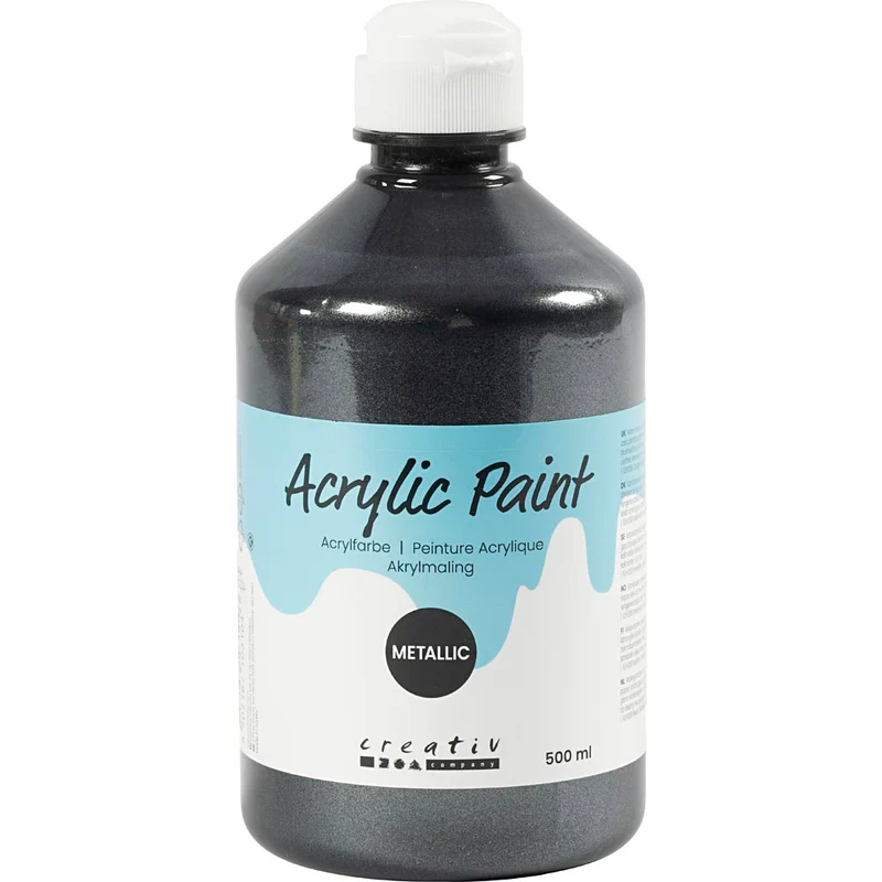 Acrylfarbe metallic, Metallic, Schwarz, 500 ml/ 1 Fl. [HOB-32204]