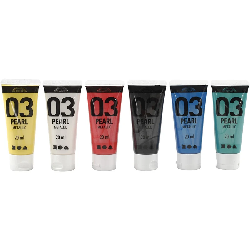 Acrylfarbe metallic, Metallic, Standard-Farben, 6x20 ml/ 1 Pck [HOB-32203]
