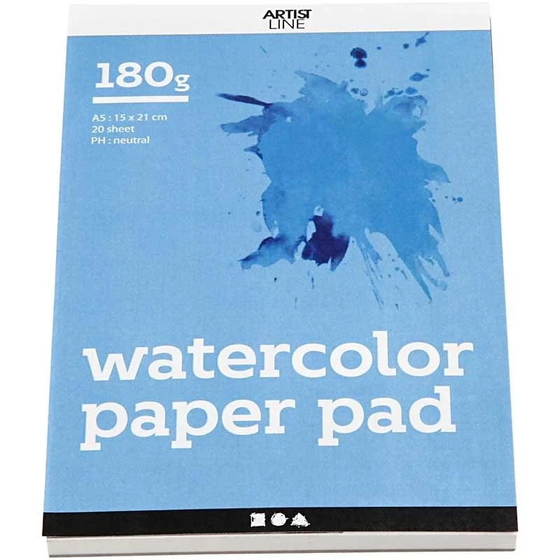 Aquarellblock, A5, Blatt 148x210 mm, 180 g, Weiß, 20 Bl./ 1 Stk [HOB-22108]