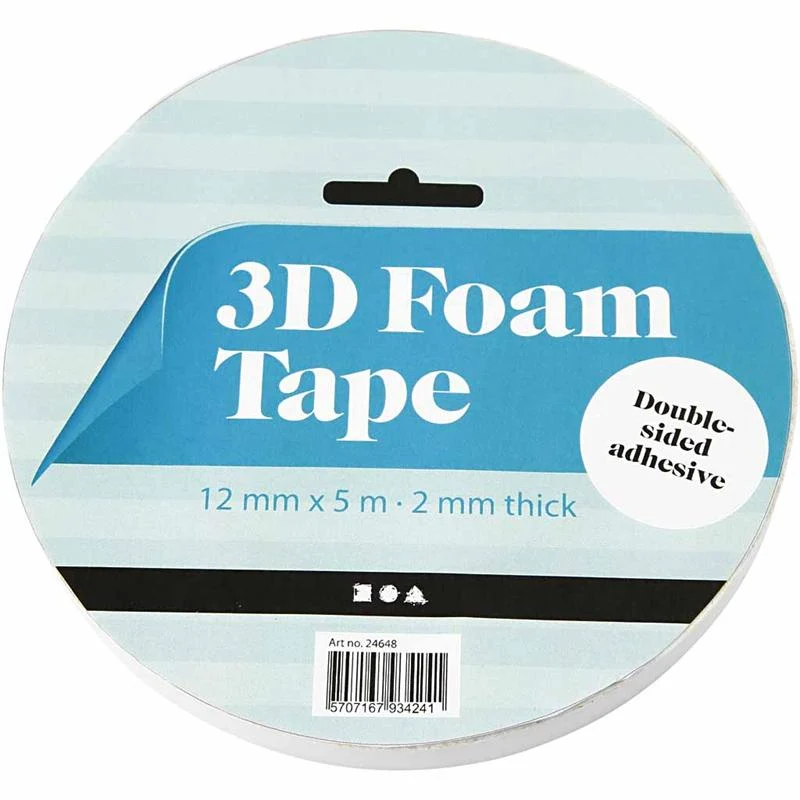 3D-Schaumstoff-Klebeband, B 12 mm, Dicke 2 mm, 5 m/ 1 Rolle [HOB-24648]