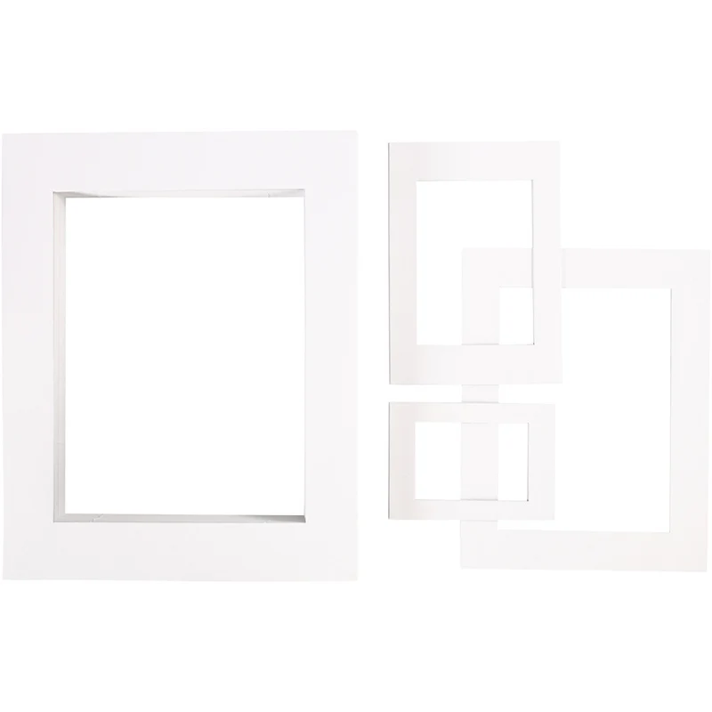 Passepartout-Rahmen, A3,A4,A5,A6, Größe 13,4x18,9+19,7x27,9+28,3x36,6+39,5x49,6 cm, 500 g, Weiß, 4x100 Stk/ 1 Pck [HOB-23600]