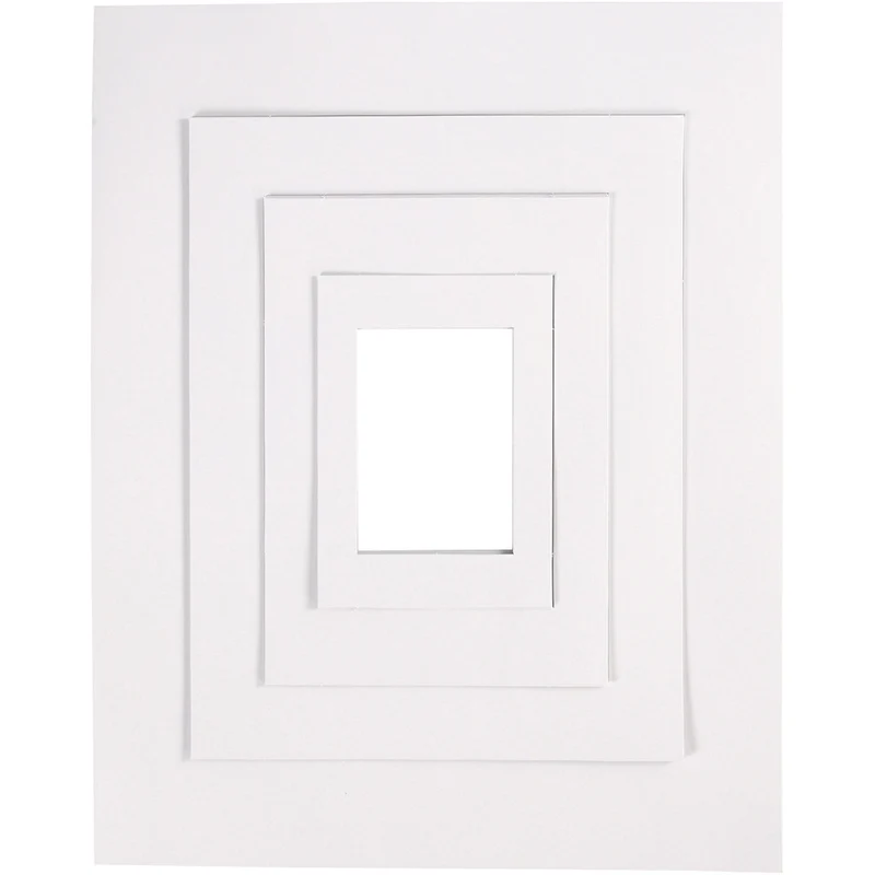 Passepartout-Rahmen, A3,A4,A5,A6, Größe 13,4x18,9+19,7x27,9+28,3x36,6+39,5x49,6 cm, 500 g, Weiß, 4x100 Stk/ 1 Pck [HOB-23600]