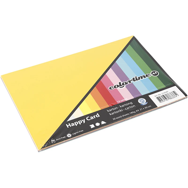 Bastelkarton Frühling, A4, Blatt 210x297 mm, 180 g, Sortierte Farben, 30 Bl. sort./ 1 Pck [HOB-214340]