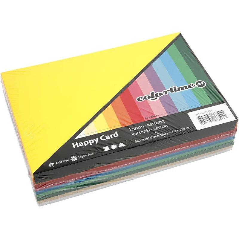 Bastelkarton Frühling, A4, Blatt 210x297 mm, 180 g, Sortierte Farben, 300 Bl. sort./ 1 Pck [HOB-21434]
