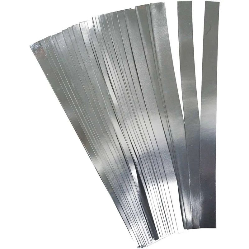 Papierstreifen für Sterne, L 45 cm, D 6,5 cm, B 15 mm, Silber, 100 Streifen/ 1 Pck [HOB-20936]