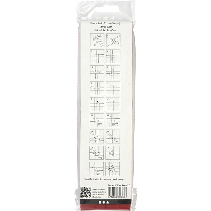 Papierstreifen für Sterne, L 45 cm, D 6,5 cm, B 15 mm, Rot, 100 Streifen/ 1 Pck [HOB-209340]