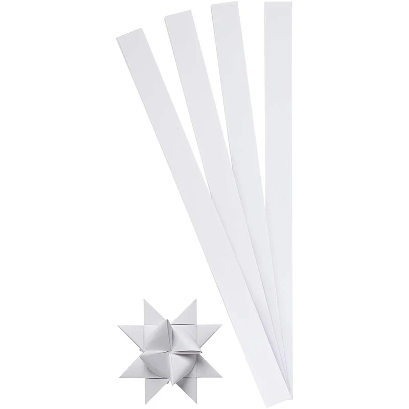 Papierstreifen für Sterne, L 45 cm, B 15 mm, D 6,5 cm, Weiß, 100 Streifen/ 1 Pck [HOB-209330]