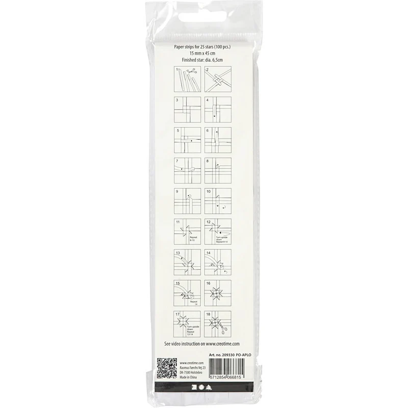 Papierstreifen für Sterne, L 45 cm, B 15 mm, D 6,5 cm, Weiß, 100 Streifen/ 1 Pck [HOB-209330]