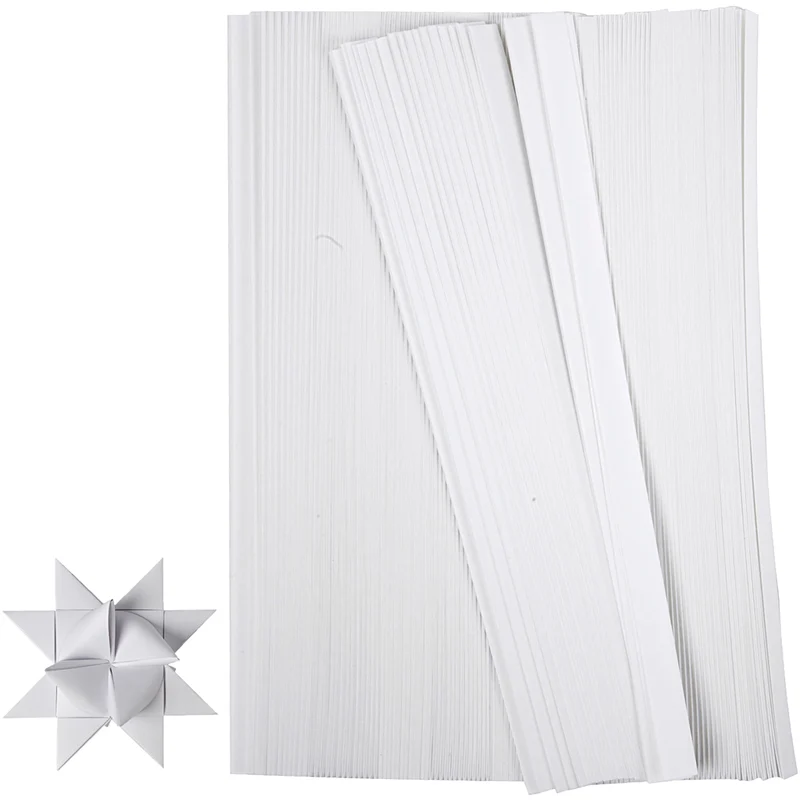 Papierstreifen für Sterne, L 45 cm, D 6,5 cm, B 15 mm, Weiß, 500 Streifen/ 1 Pck [HOB-20933]