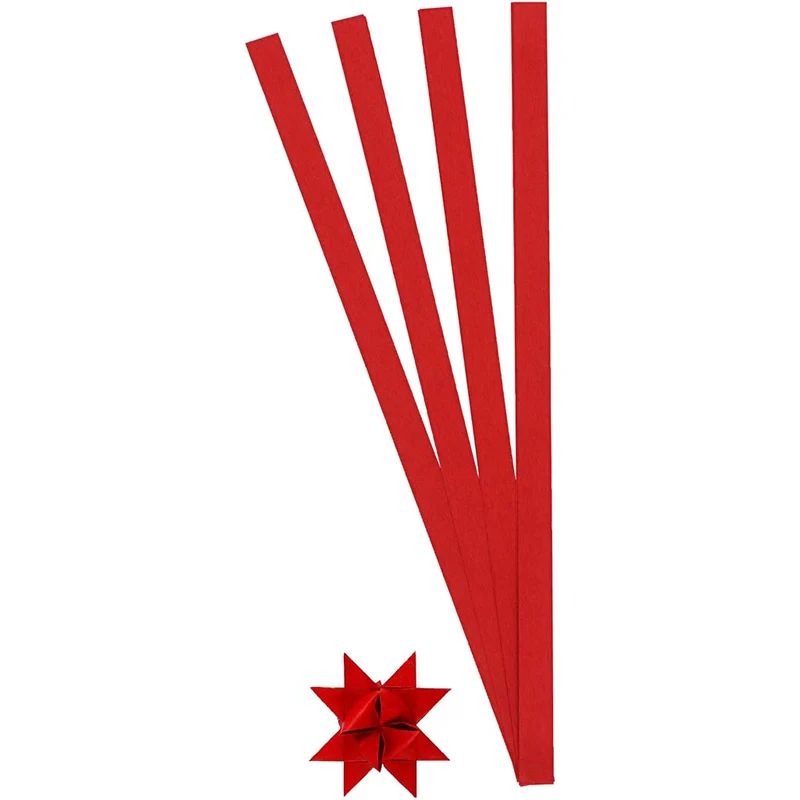 Papierstreifen für Sterne, L 45 cm, D 4,5 cm, B 10 mm, Rot, 100 Streifen/ 1 Pck [HOB-209320]