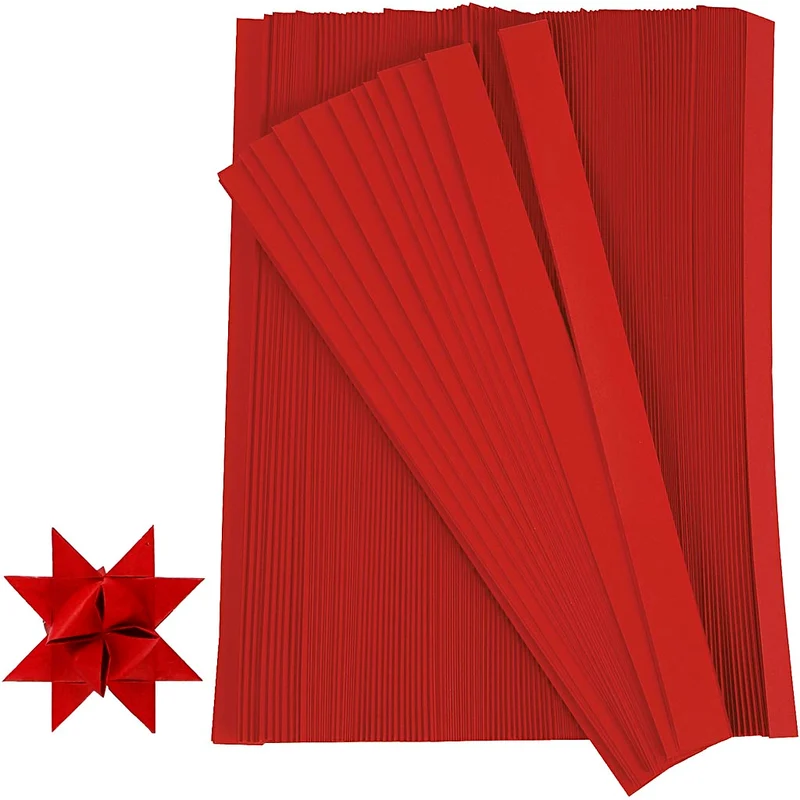 Papierstreifen für Sterne, L 45 cm, D 4,5 cm, B 10 mm, Rot, 500 Streifen/ 1 Pck [HOB-20932]