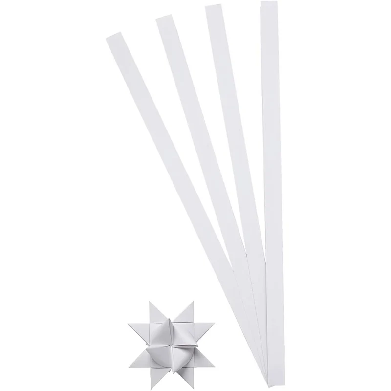 Papierstreifen für Sterne, L 45 cm, D 4,5 cm, B 10 mm, Weiß, 100 Streifen/ 1 Pck [HOB-209310]