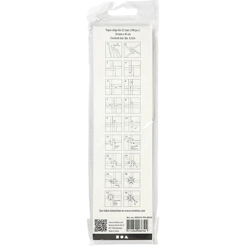 Papierstreifen für Sterne, L 45 cm, D 4,5 cm, B 10 mm, Weiß, 100 Streifen/ 1 Pck [HOB-209310]