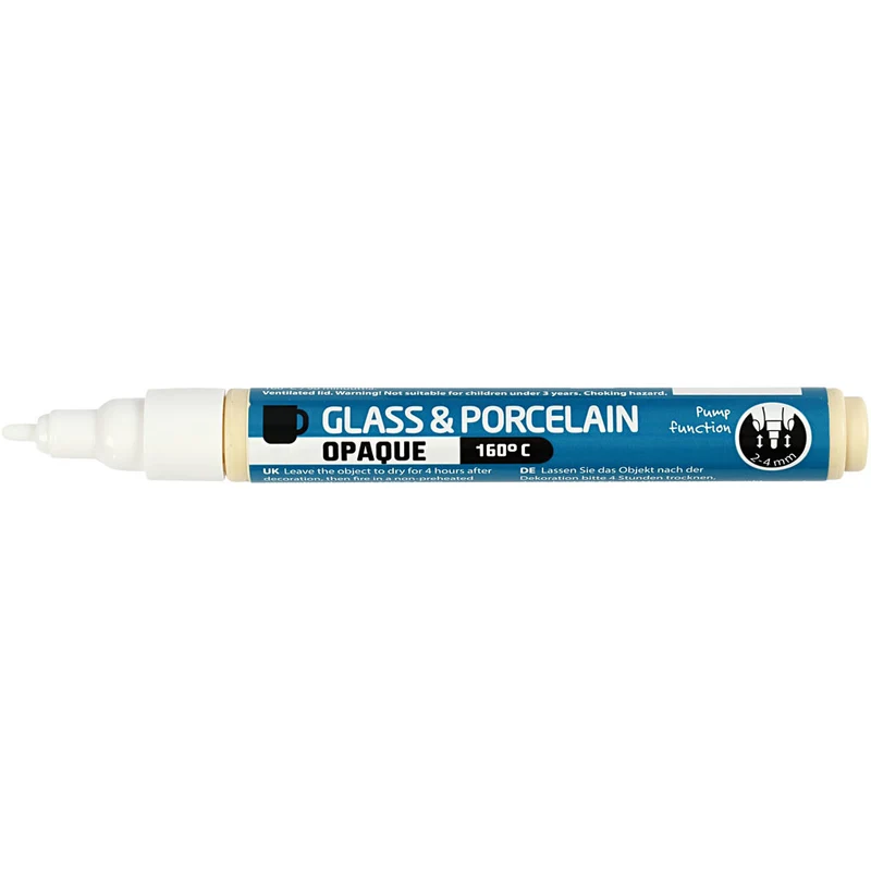 Glas- und Porzellanmalstift, Strichstärke 2-4 mm, Deckend, Weiß, 1 Stk [HOB-31320]