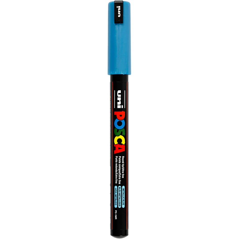 Posca Marker , Nr. PC-1MR, Strichstärke 0,7 mm, extrafein, Metallic-Blau, 1 Stk [HOB-272880]