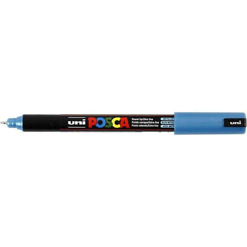 Posca Marker , Nr. PC-1MR, Strichstärke 0,7 mm, extrafein, Metallic-Blau, 1 Stk [HOB-272880]