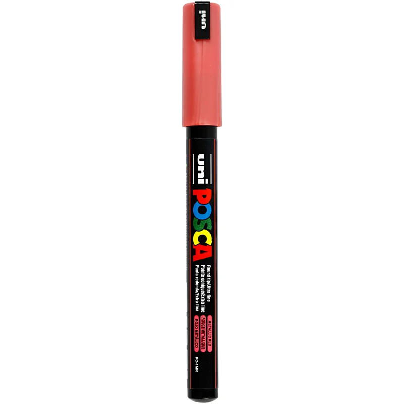 Posca Marker , Nr. PC-1MR, Strichstärke 0,7 mm, extrafein, Metallic-Rot, 1 Stk [HOB-272860]