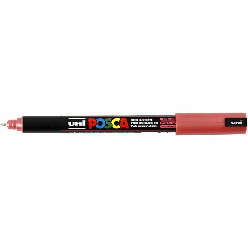 Posca Marker , Nr. PC-1MR, Strichstärke 0,7 mm, extrafein, Metallic-Rot, 1 Stk [HOB-272860]