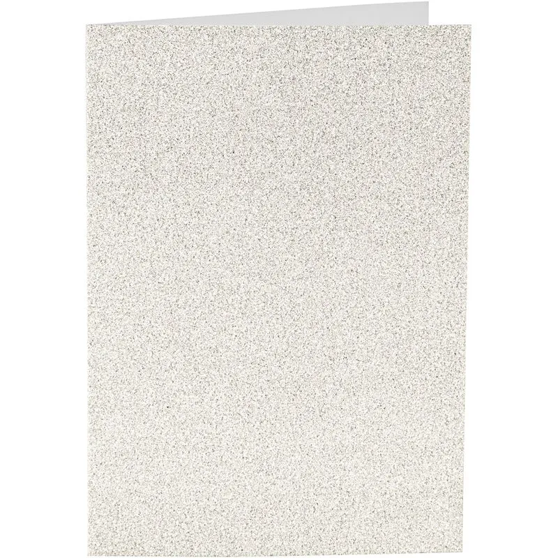 Karten & Kuverts, Kartengröße 10,5x15 cm, Umschlaggröße 11,5x16,5 cm, Glitter, 120+250 g, Weiß, 4 Set/ 1 Pck [HOB-23028]