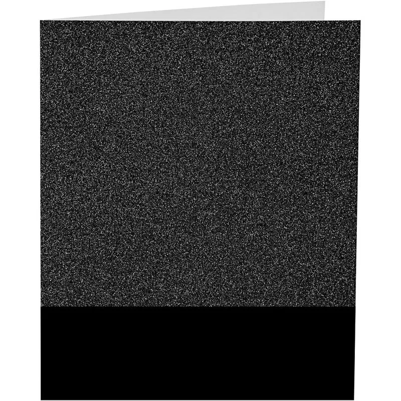 Karten & Kuverts, Kartengröße 10,5x15 cm, Umschlaggröße 11,5x16,5 cm, Glitter, 110+250 g, Schwarz, 4 Set/ 1 Pck [HOB-23027]