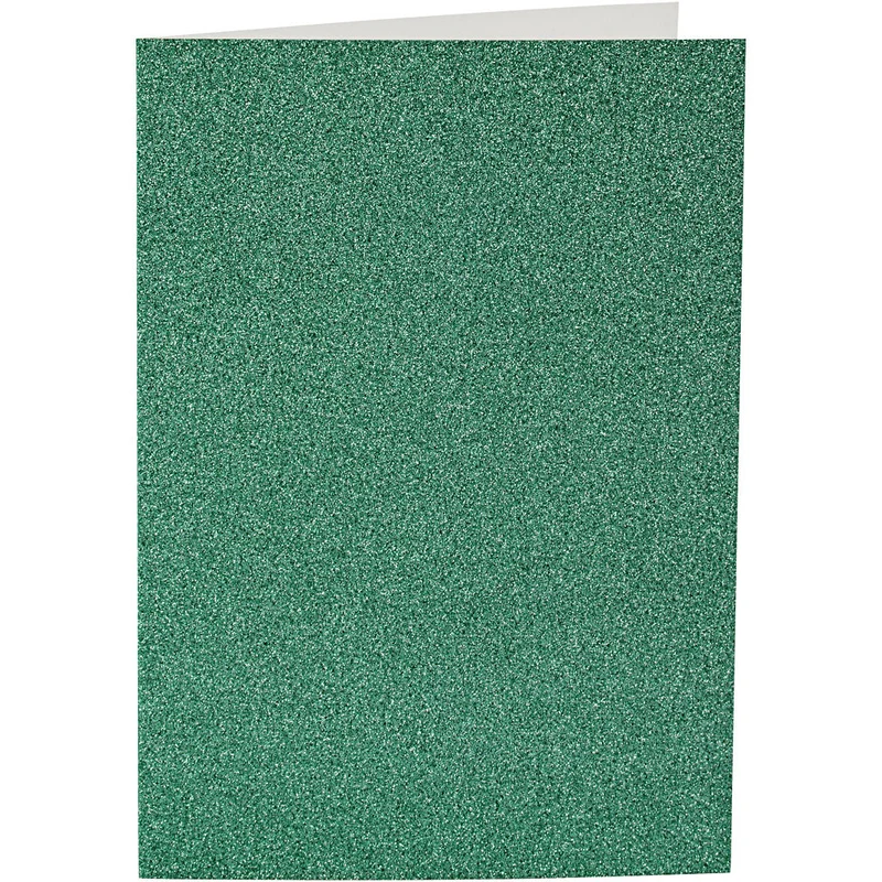 Karten & Kuverts, Kartengröße 10,5x15 cm, Umschlaggröße 11,5x16,5 cm, Glitter, 110+250 g, Grün, 4 Set/ 1 Pck [HOB-23026]