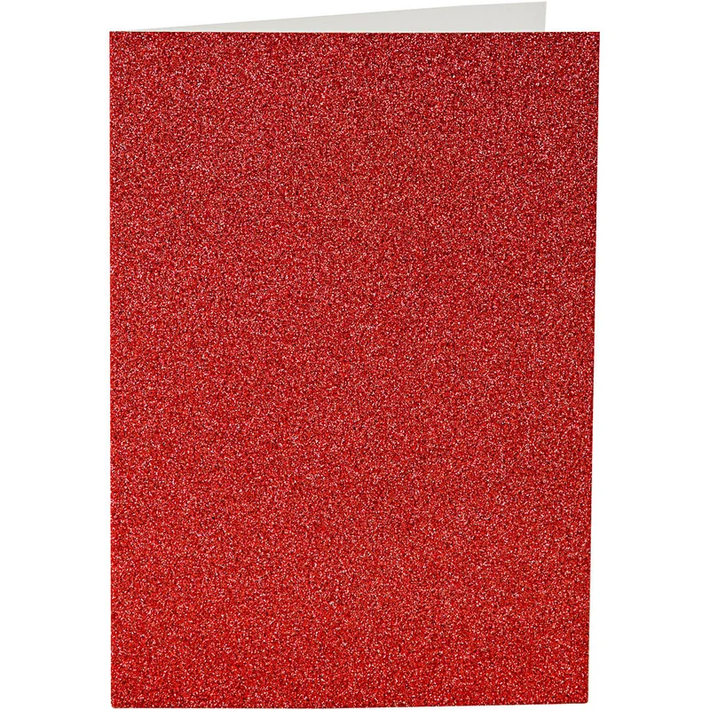 Karten & Kuverts, Kartengröße 10,5x15 cm, Umschlaggröße 11,5x16,5 cm, Glitter, 110+250 g, Rot, 4 Set/ 1 Pck [HOB-23025]