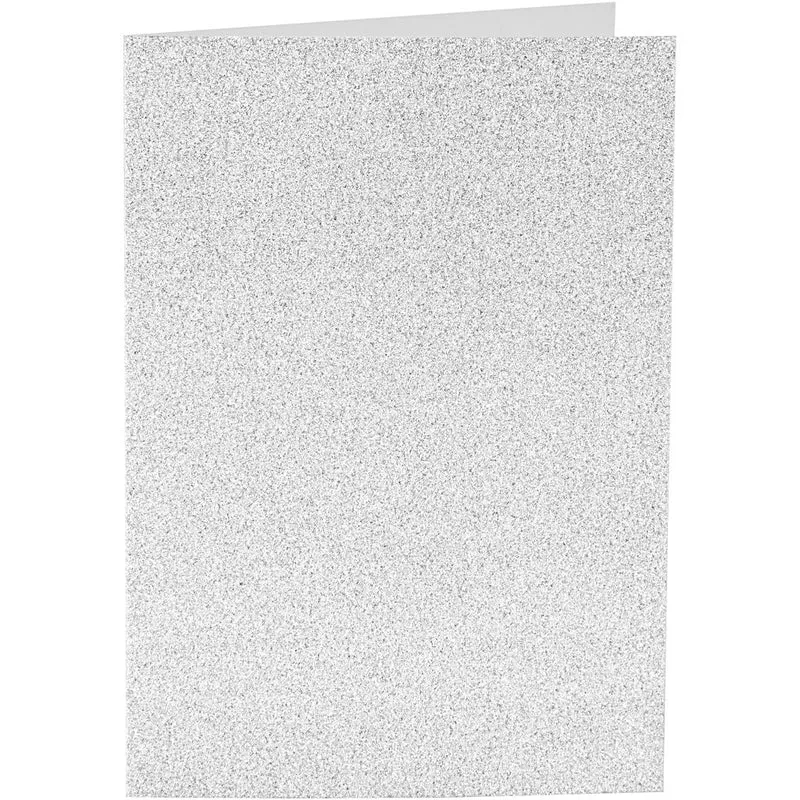 Karten & Kuverts, Kartengröße 10,5x15 cm, Umschlaggröße 11,5x16,5 cm, Glitter, 120+250 g, Silber, 4 Set/ 1 Pck [HOB-23024]