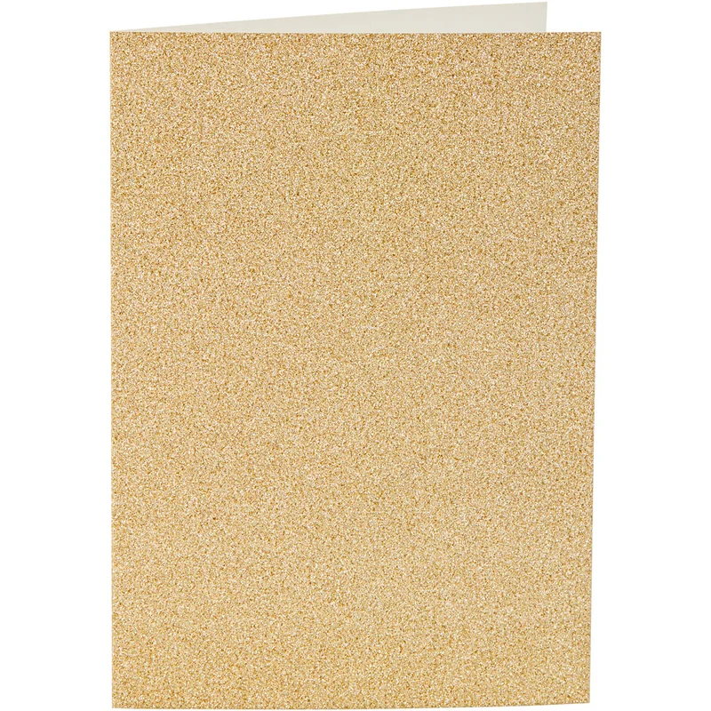 Karten & Kuverts, Kartengröße 10,5x15 cm, Umschlaggröße 11,5x16,5 cm, Glitter, 120+250 g, Gold, 4 Set/ 1 Pck [HOB-23023]
