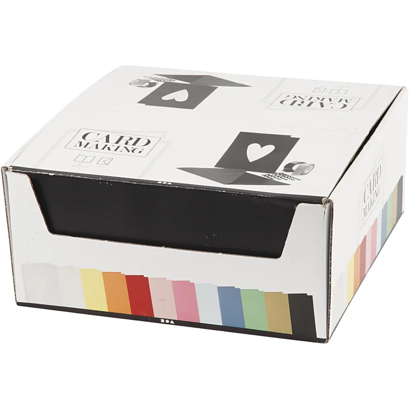 Karten & Kuverts im Set mit Display, Kartengröße 10,5x15 cm, Umschlaggröße 11,5x16,5 cm, Sortierte Farben, 12x10 Pck/ 1 Pck [HOB-23022]