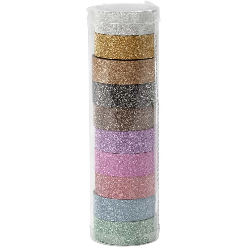 Glitzer-Klebebänder, B 15 mm, Sortierte Farben, 10x6 m/ 1 Pck [HOB-25224]