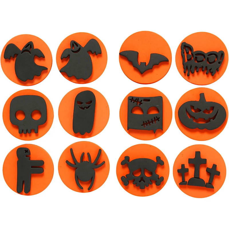 Moosgummi-Stempel, Halloween, D 7,5 cm, Dicke 2,5 cm, 6 Stk/ 1 Pck [HOB-28553]
