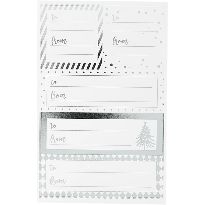 Notiz-Sticker, Blatt 9x14 cm, Größe 42x39+84x29 mm, Silber, Weiß, 4 Bl./ 1 Pck [HOB-28499]