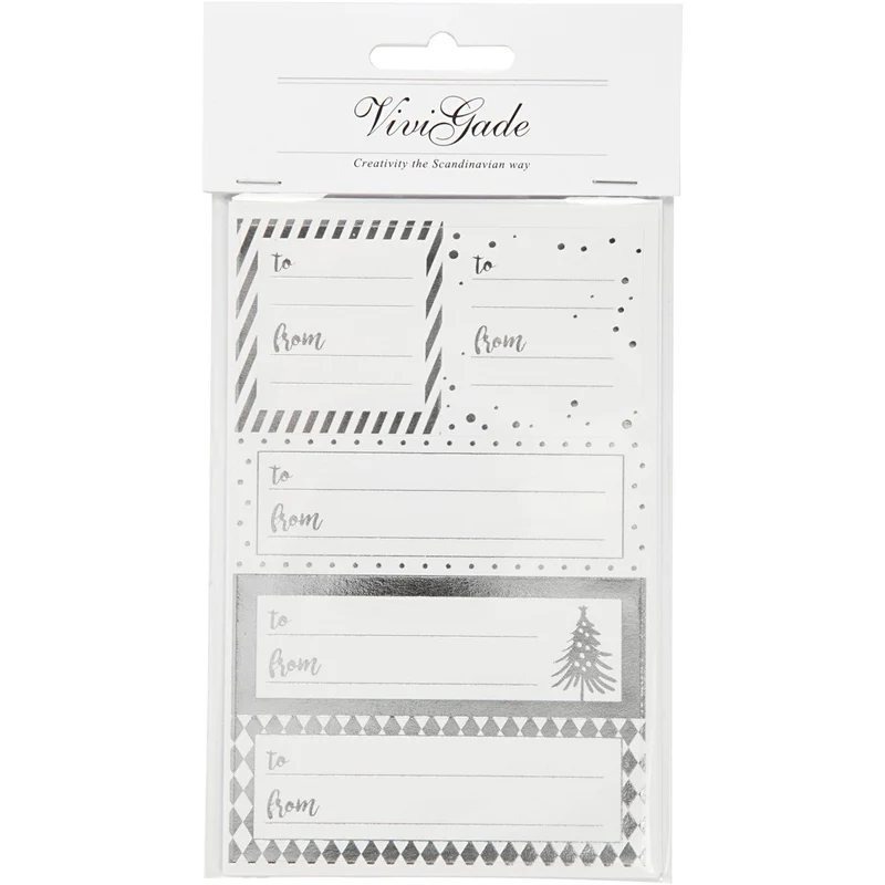 Notiz-Sticker, Blatt 9x14 cm, Größe 42x39+84x29 mm, Silber, Weiß, 4 Bl./ 1 Pck [HOB-28499]