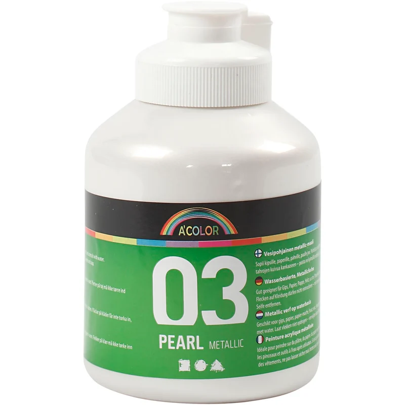 Acrylfarbe metallic, Metallic, Weiß, 500 ml/ 1 Fl. [HOB-32202]