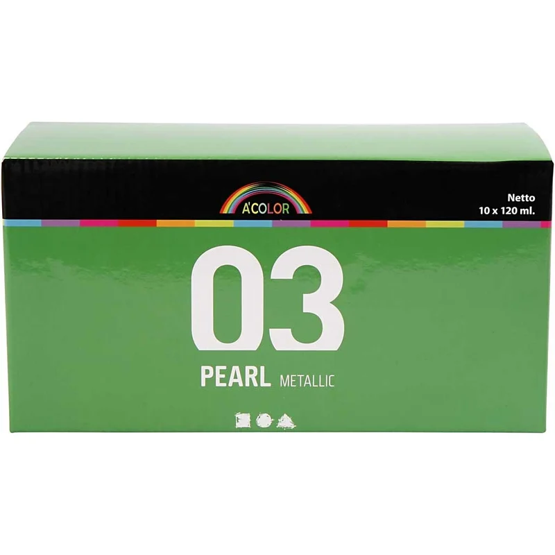 Acrylfarbe metallic, Metallic, Sortierte Farben, 10x120 ml/ 1 Pck [HOB-32201]