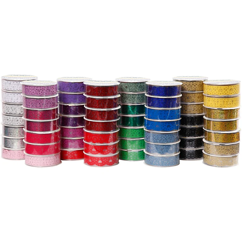 Klebeband mit Spitzenmuster - Sortiment, B 15 mm, Sortierte Farben, 56x3 m/ 1 Pck [HOB-24614]