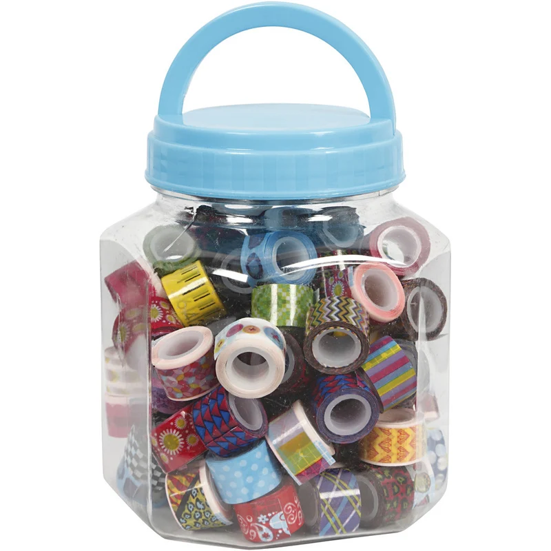 Gemusterte Klebebänder - Set, B 12 mm, Sortierte Farben, 90x2 m/ 1 Dose [HOB-24613]