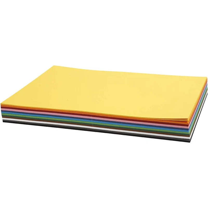 Farbkarton, A4, Blatt 210x297 mm, 180 g, Sortierte Farben, 12x10 Bl./ 1 Pck [HOB-214270]