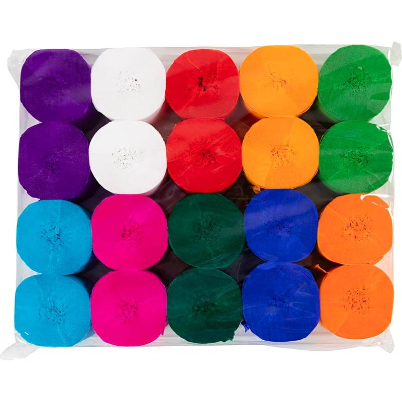 Krepppapier-Rollen, L 20 M, B 5 cm, 22 g, Sortierte Farben, 20 Rolle/ 1 Pck [HOB-208921]