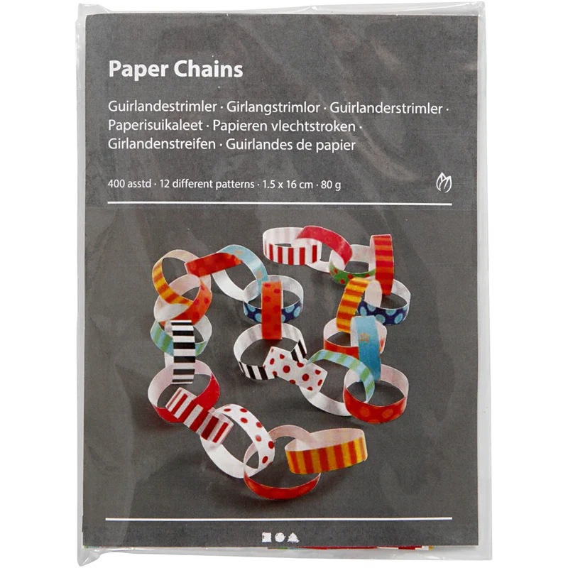 Papierketten, mit Muster, L 16 cm, B 15 mm, 400 Stk/ 1 Pck [HOB-20873]